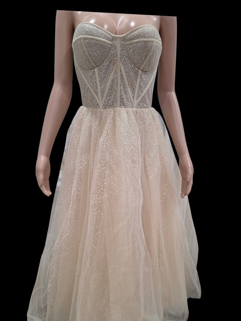 Milla Sparkly Corset Tulle Gown Size M Detachable Sleeves + Box